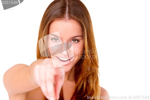 Image of Beautiful young woman on white