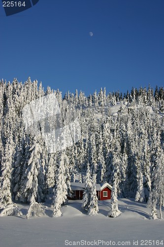 Image of moon over winter landscape