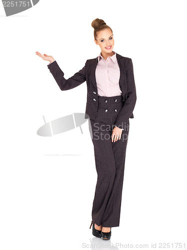 Image of Fullbody business woman smiling isolated