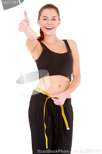 Image of Fitness woman with measure tape