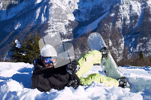 Image of Snowboarder in Dolomites