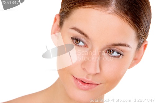 Image of Beautiful young woman on white