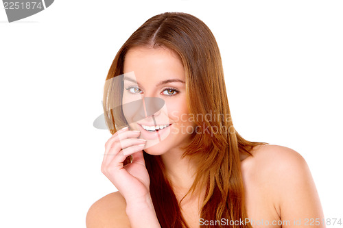 Image of Beautiful young woman on white