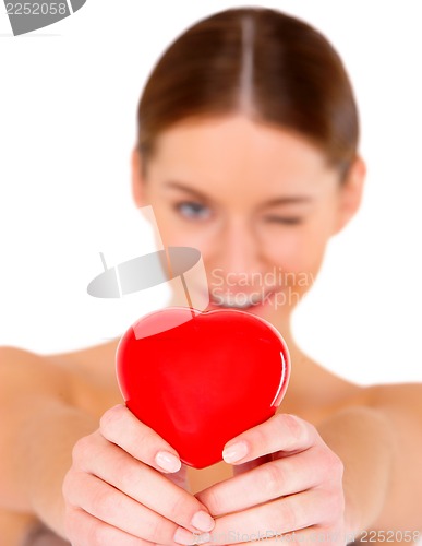 Image of Beautiful young woman on white