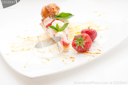 Image of Classical Dessert with Strawberry and Mint