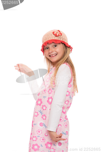 Image of Smiling little girl with knit cap