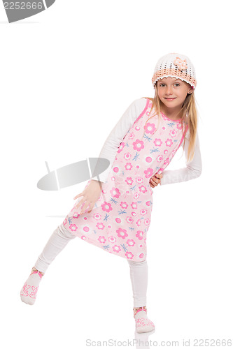 Image of Little girl balancing at one leg