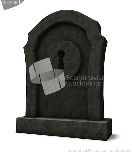 Image of keyhole on gravestone