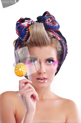 Image of Beautiful Woman with  Luxury Makeup