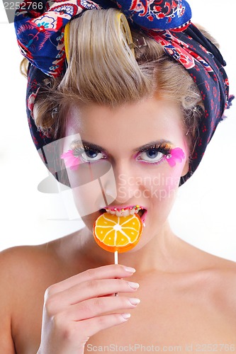 Image of Beautiful Woman with  Luxury Makeup