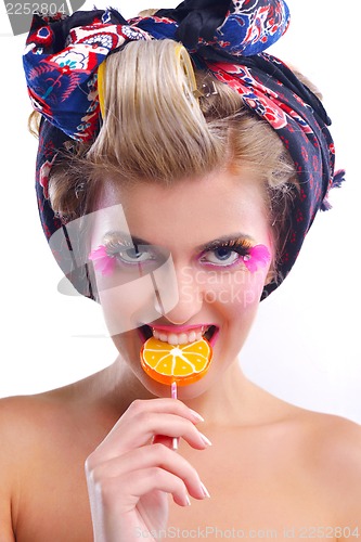 Image of Beautiful Woman with  Luxury Makeup