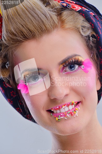 Image of Beautiful Woman with  Luxury Makeup