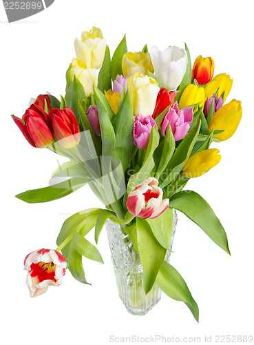 Image of Bouquet of tulips in a crystal vase