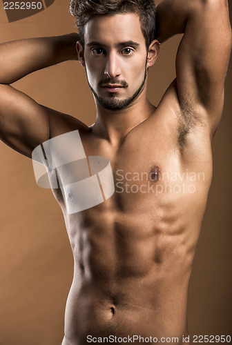 Image of handsome shirtless male model