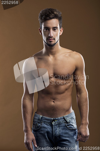 Image of handsome shirtless male model