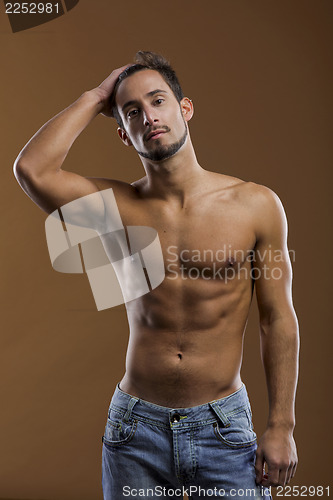Image of handsome shirtless male model