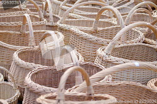 Image of wicker handmade wooden diy basket  street market 