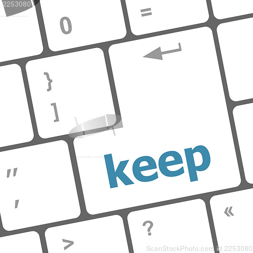 Image of Wording keep on computer keyboard