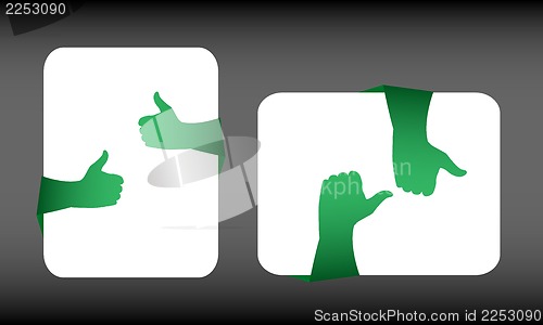 Image of Like hand symbol set on white card