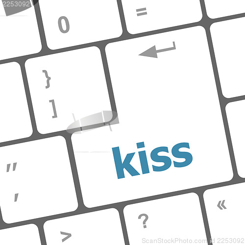 Image of kiss word on computer keyboard original illustration