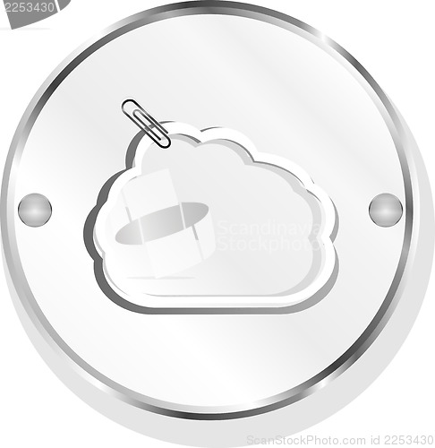 Image of cloud symbol with clip on metal button icon