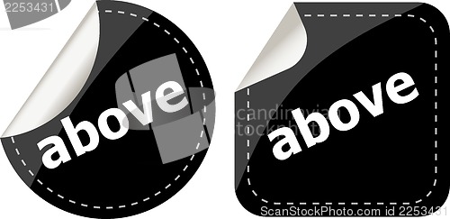 Image of above word black stickers set icon button