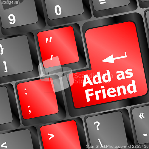 Image of Social media or social network concept: Keyboard with Add As Friend button