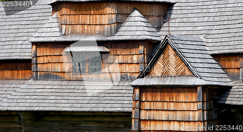 Image of Fragments of facade of the old wooden architecture