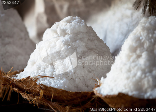 Image of Craft salt production - salt heaps close-up