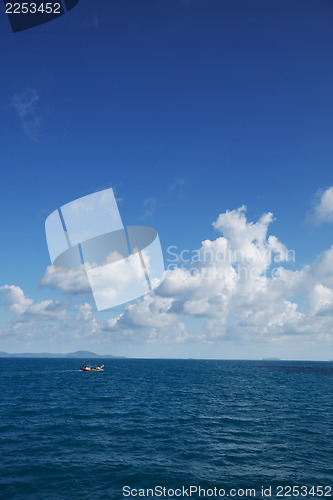 Image of Small old fishing boat in the ocean