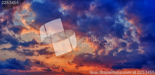 Image of Sunset or sunrise with clouds panorama
