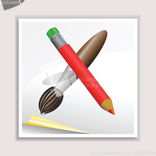Image of  pencil and brush