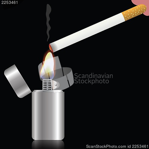 Image of cigarette and  lighter