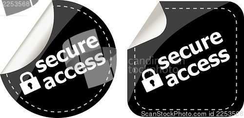 Image of secure access with lock on black stickers set