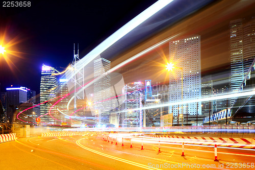 Image of Busy traffic at night in Hong Kong 