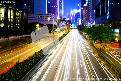 Image of busy city traffic road at night