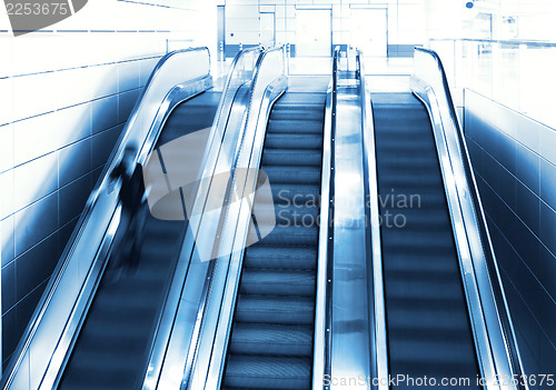 Image of Person in motion on escalator