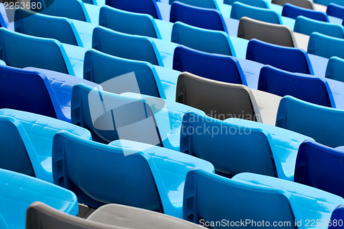 Image of Sport arena with seats in blue color  