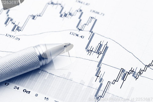 Image of Stock market graph with pen