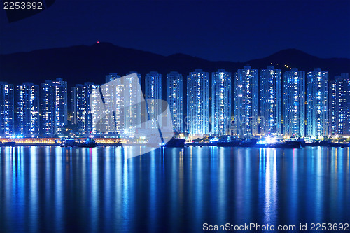 Image of Apartment building at night