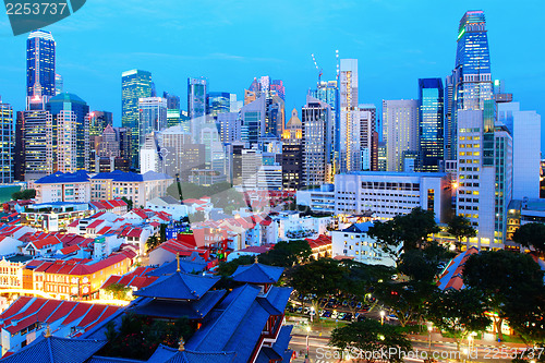 Image of Singapore city downtown at night