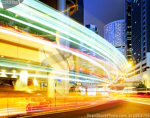 Image of Busy traffic at night in Hong Kong 