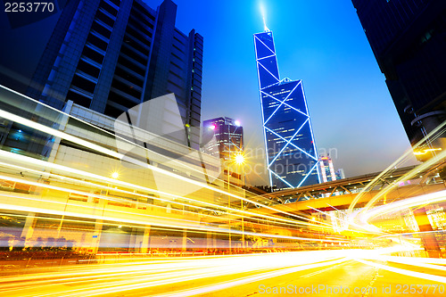 Image of busy city traffic road at night