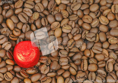 Image of Red chocolate on coffee