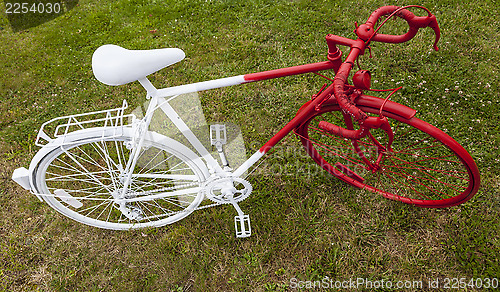 Image of Old Red and White Bicycle