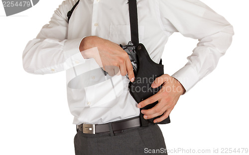 Image of Secret service agent with a gun