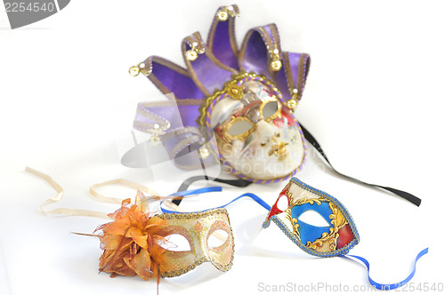 Image of three Venetian masks for a party 