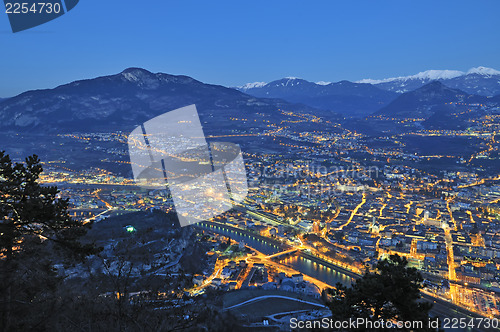 Image of Overview of Trento in night time 