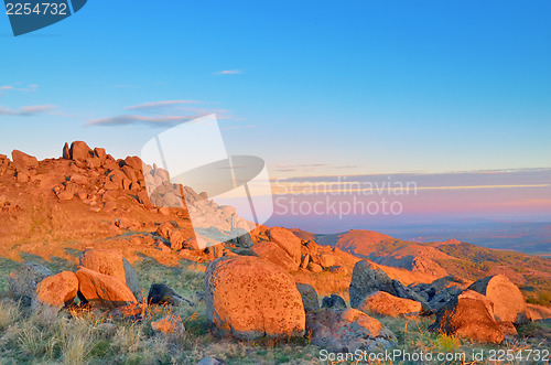 Image of sunrise in the mountains landscape