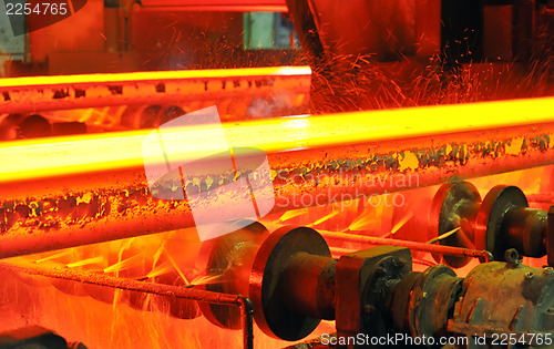 Image of hot steel on conveyor